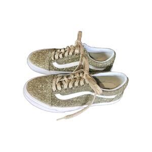 Glittery GOLD Vans Sneakers Off The Wall Shoes Womens 8.5 EUC!